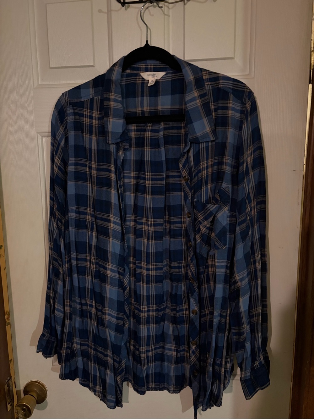 Terra & Sky Blue Plaid Button-Down Shirt